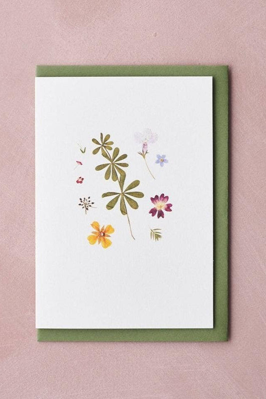 Pressed Flower Botanical Greetings Card - Early Summer