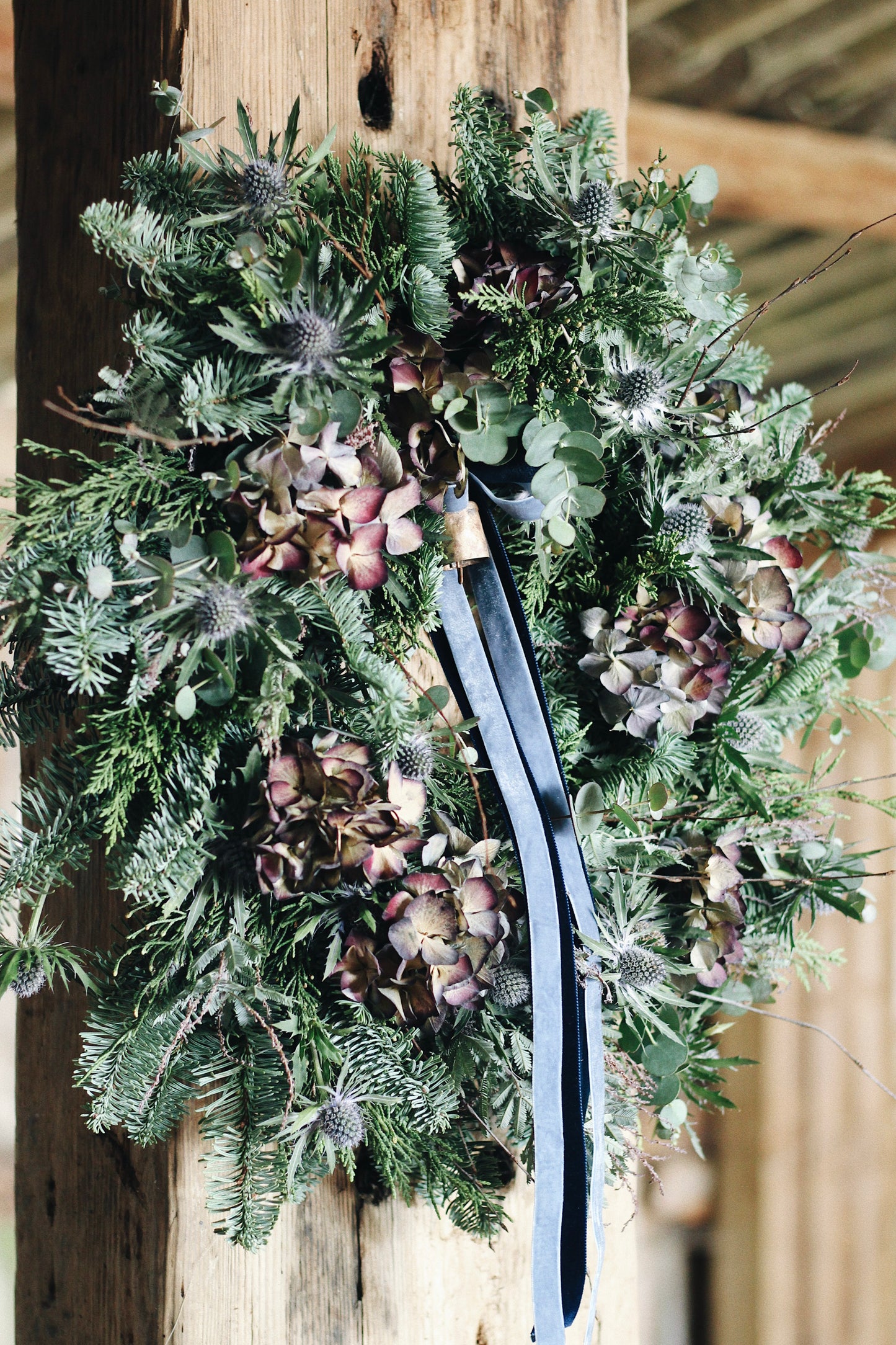Blue Noel Christmas Wreath