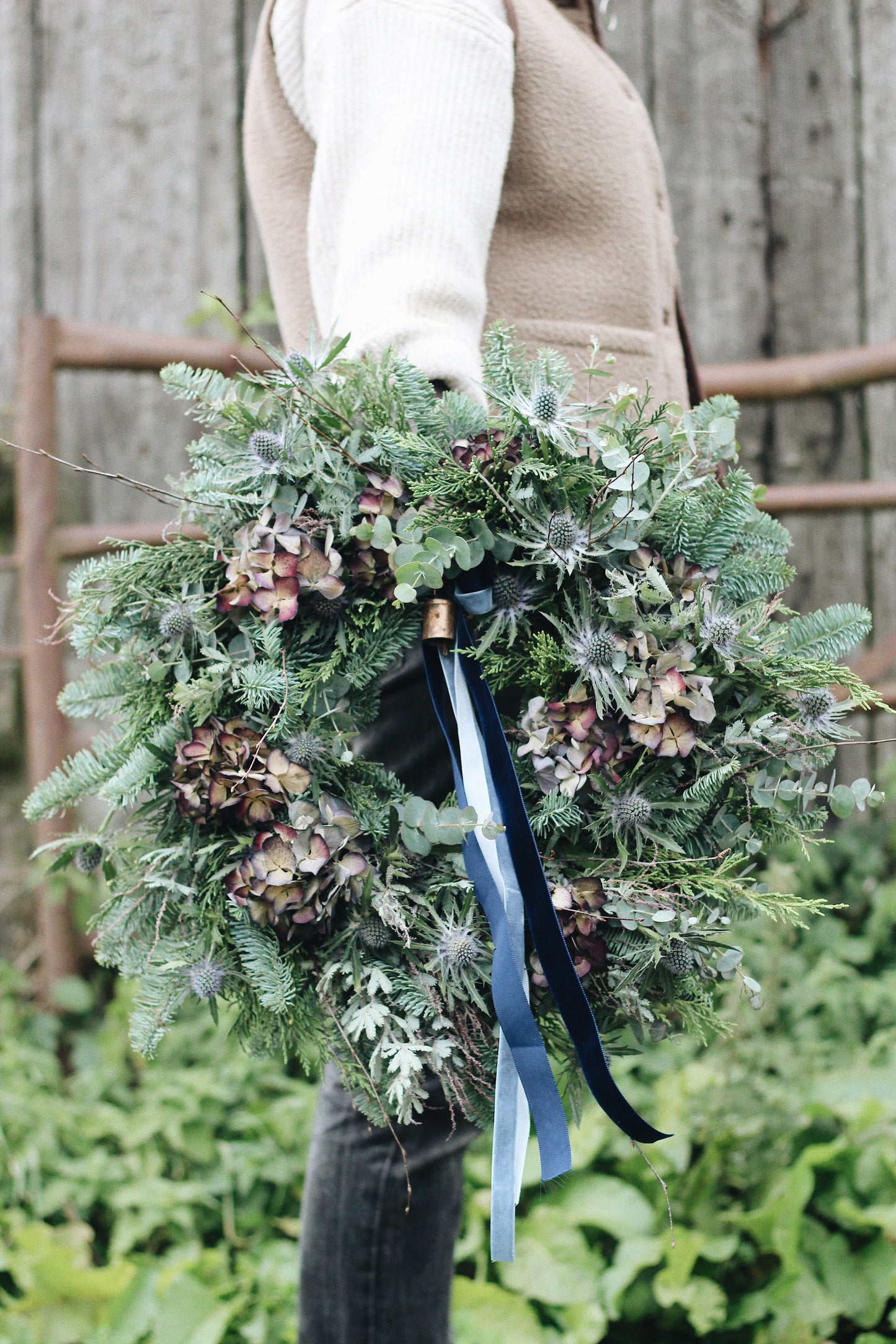 Blue Noel Christmas Wreath